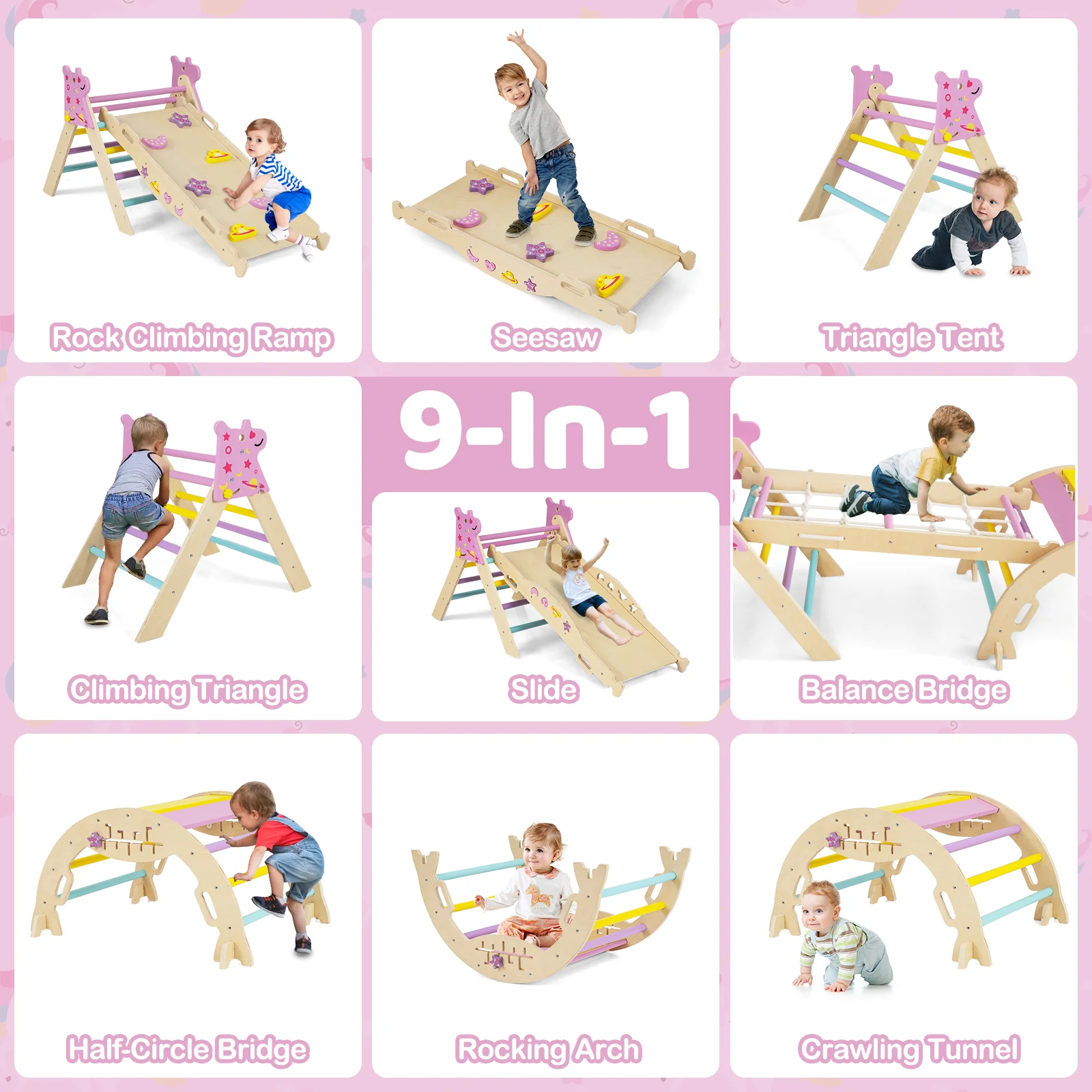 Triangle Set 8-in-1 Foldable Baby Climbing Toys Unicorn Theme - Image 4