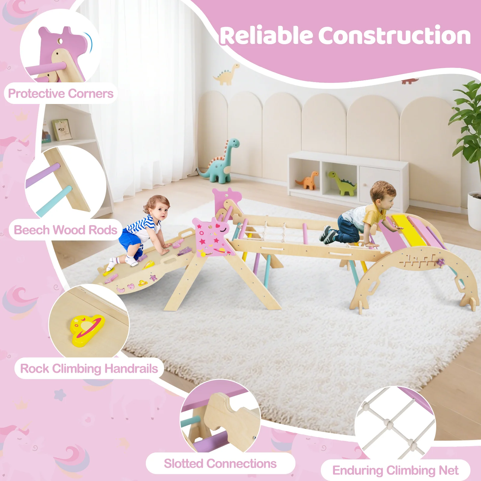 Triangle Set 8-in-1 Foldable Baby Climbing Toys Unicorn Theme - Image 6