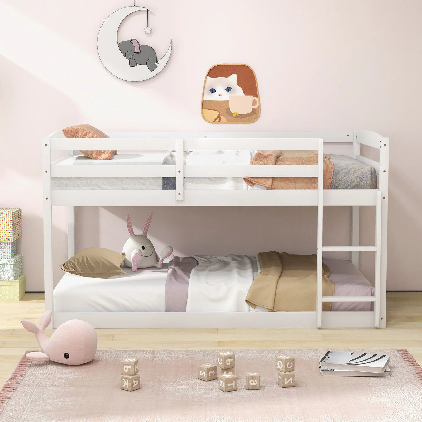Twin Size Bunk Bed with High Guardrails and Integrated Ladder - Image 10