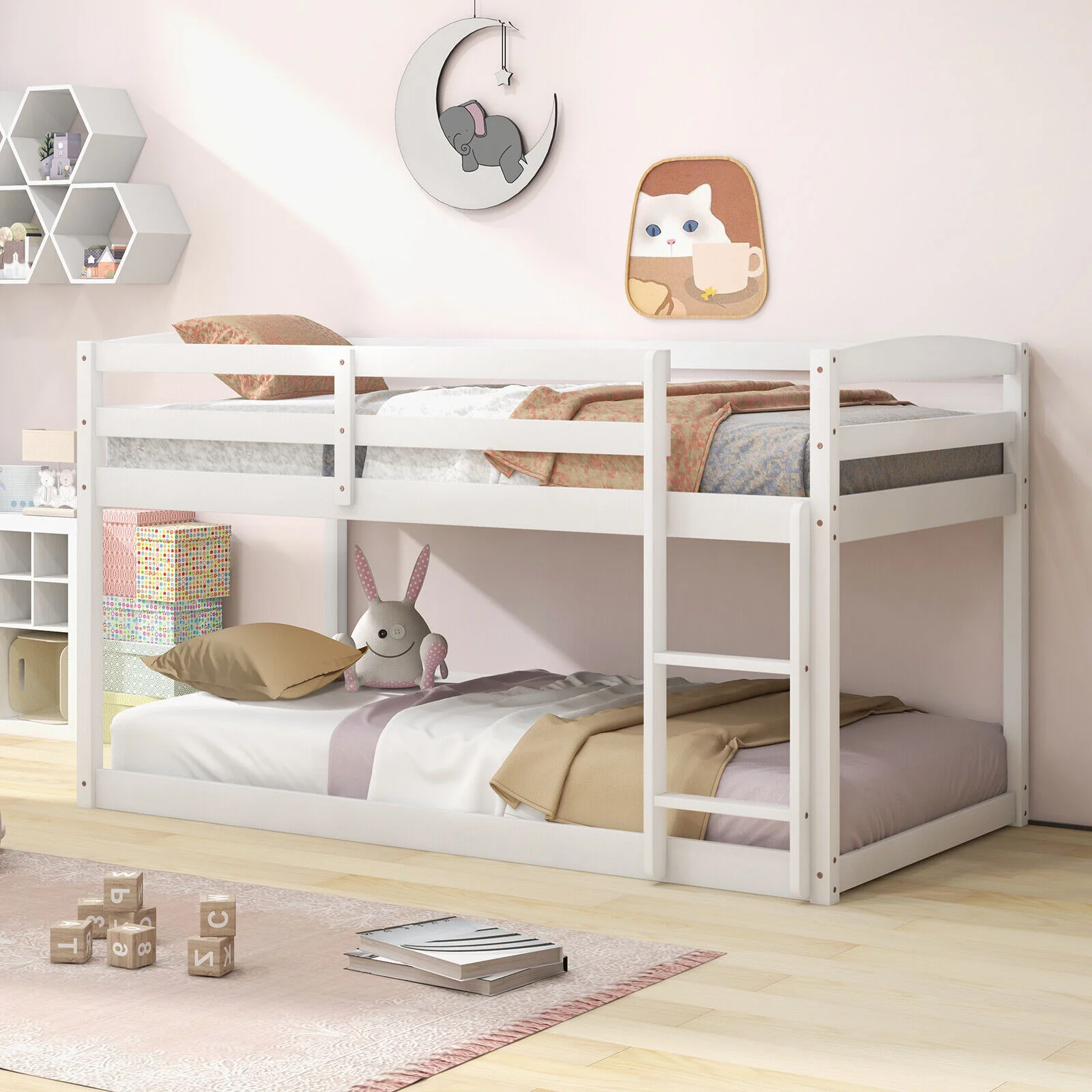 Twin Size Bunk Bed with High Guardrails and Integrated Ladder - Image 14
