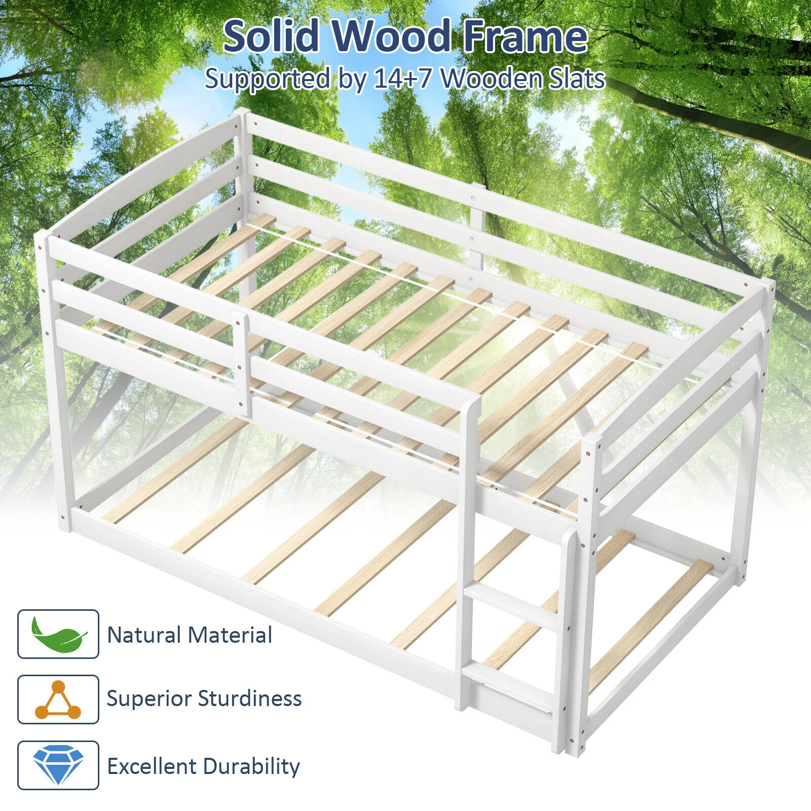 Twin Size Bunk Bed with High Guardrails and Integrated Ladder - Image 16