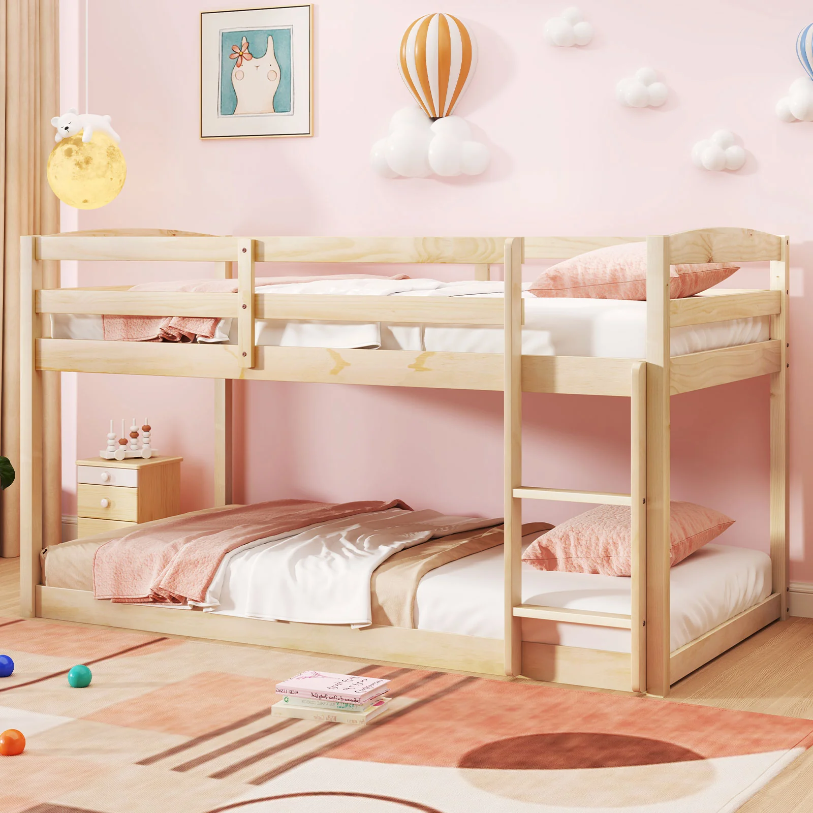 Twin Size Bunk Bed with High Guardrails and Integrated Ladder - Image 17