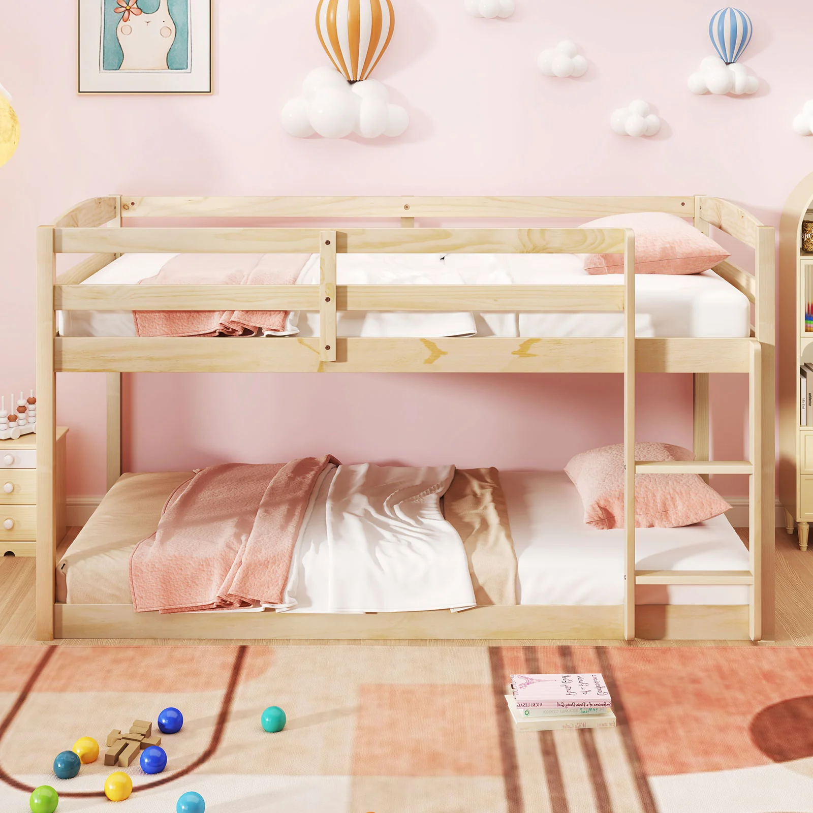Twin Size Bunk Bed with High Guardrails and Integrated Ladder - Image 22