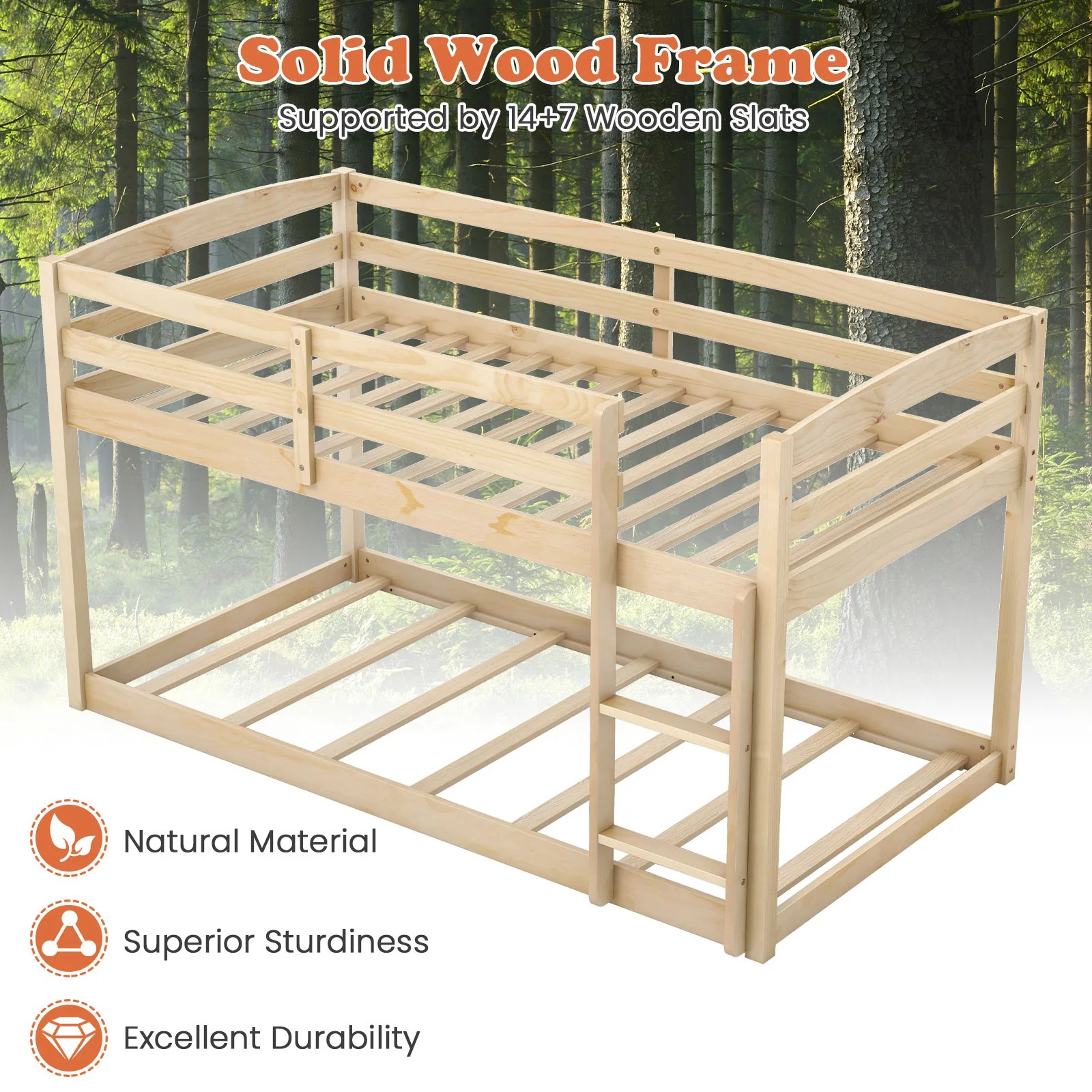 Twin Size Bunk Bed with High Guardrails and Integrated Ladder - Image 24