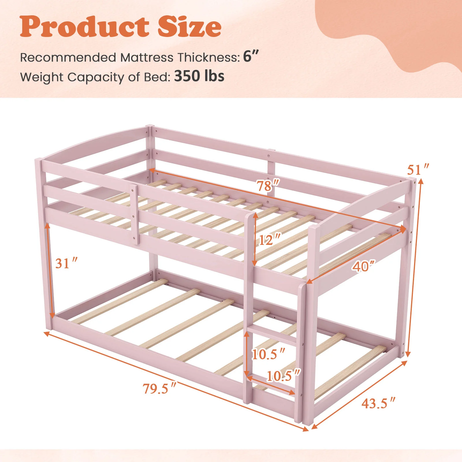 Twin Size Bunk Bed with High Guardrails and Integrated Ladder - Image 29
