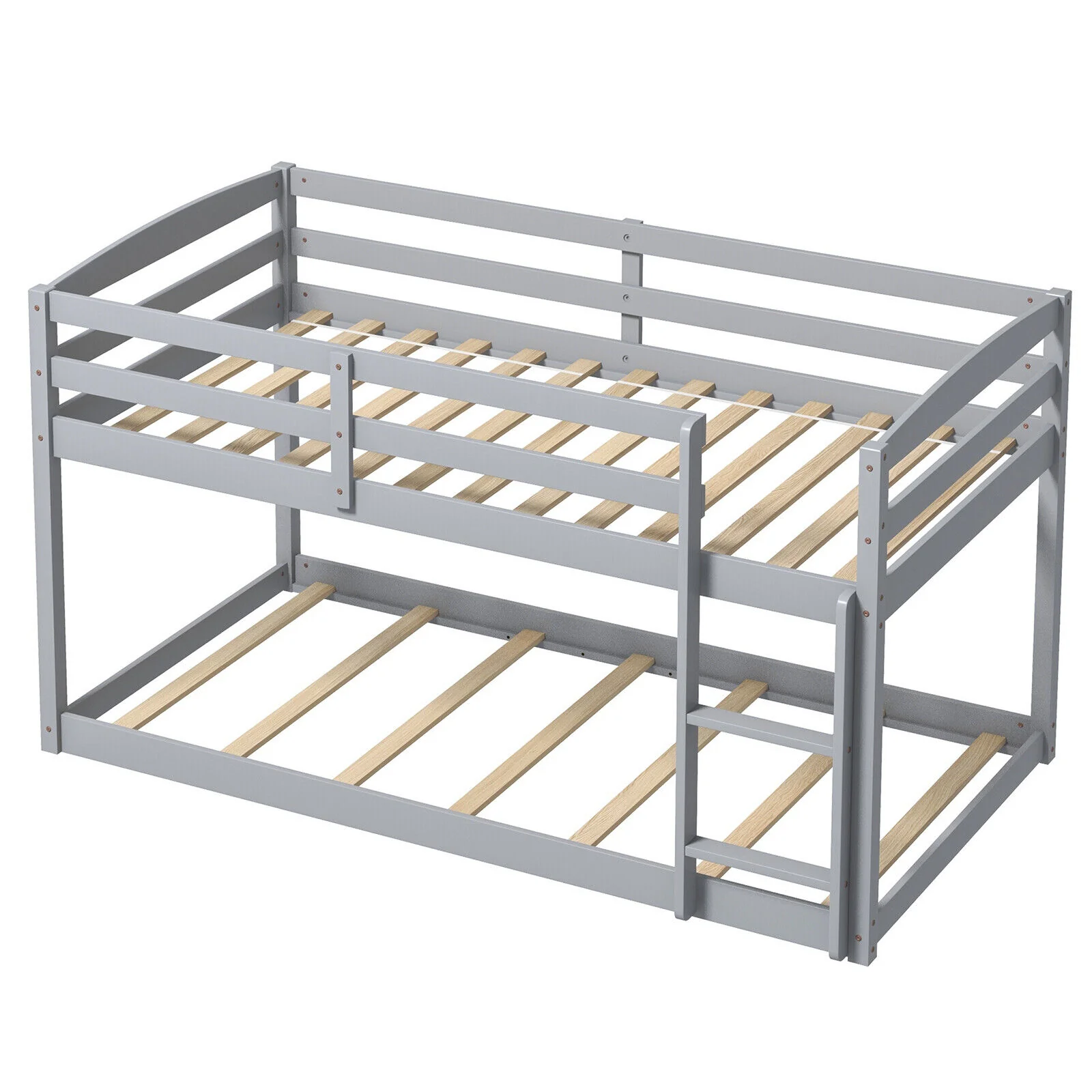 Twin Size Bunk Bed with High Guardrails and Integrated Ladder - Image 3