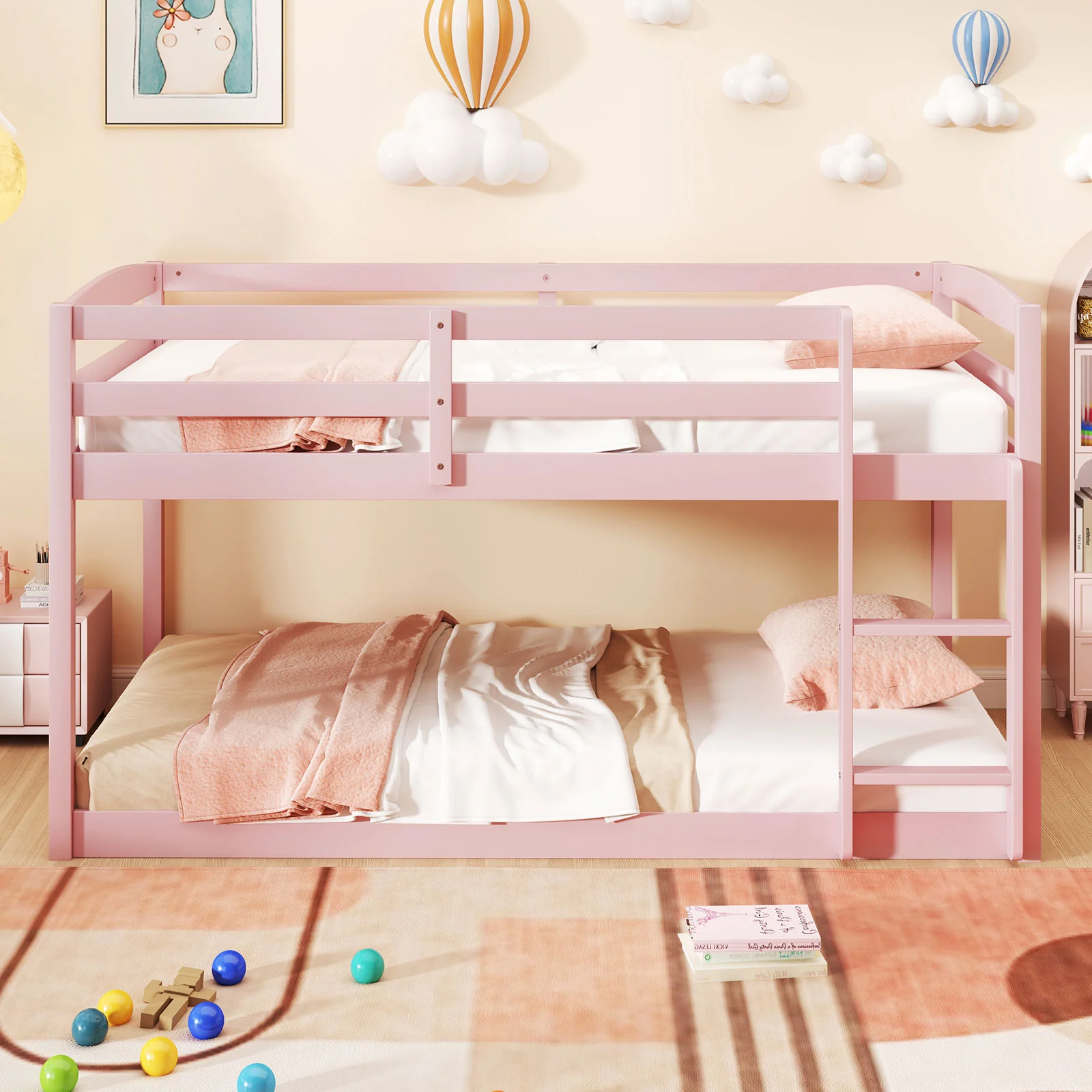 Twin Size Bunk Bed with High Guardrails and Integrated Ladder - Image 30