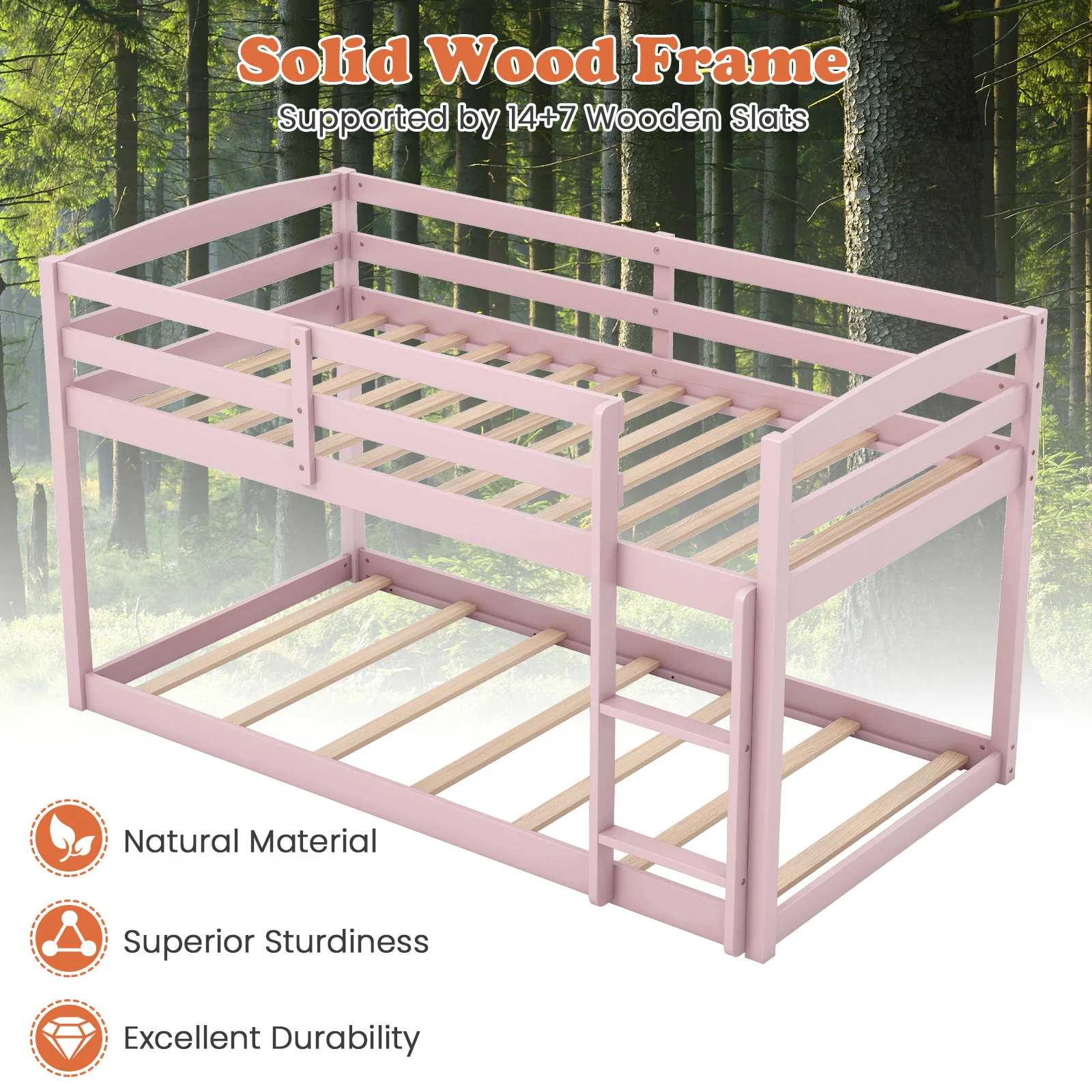 Twin Size Bunk Bed with High Guardrails and Integrated Ladder - Image 32