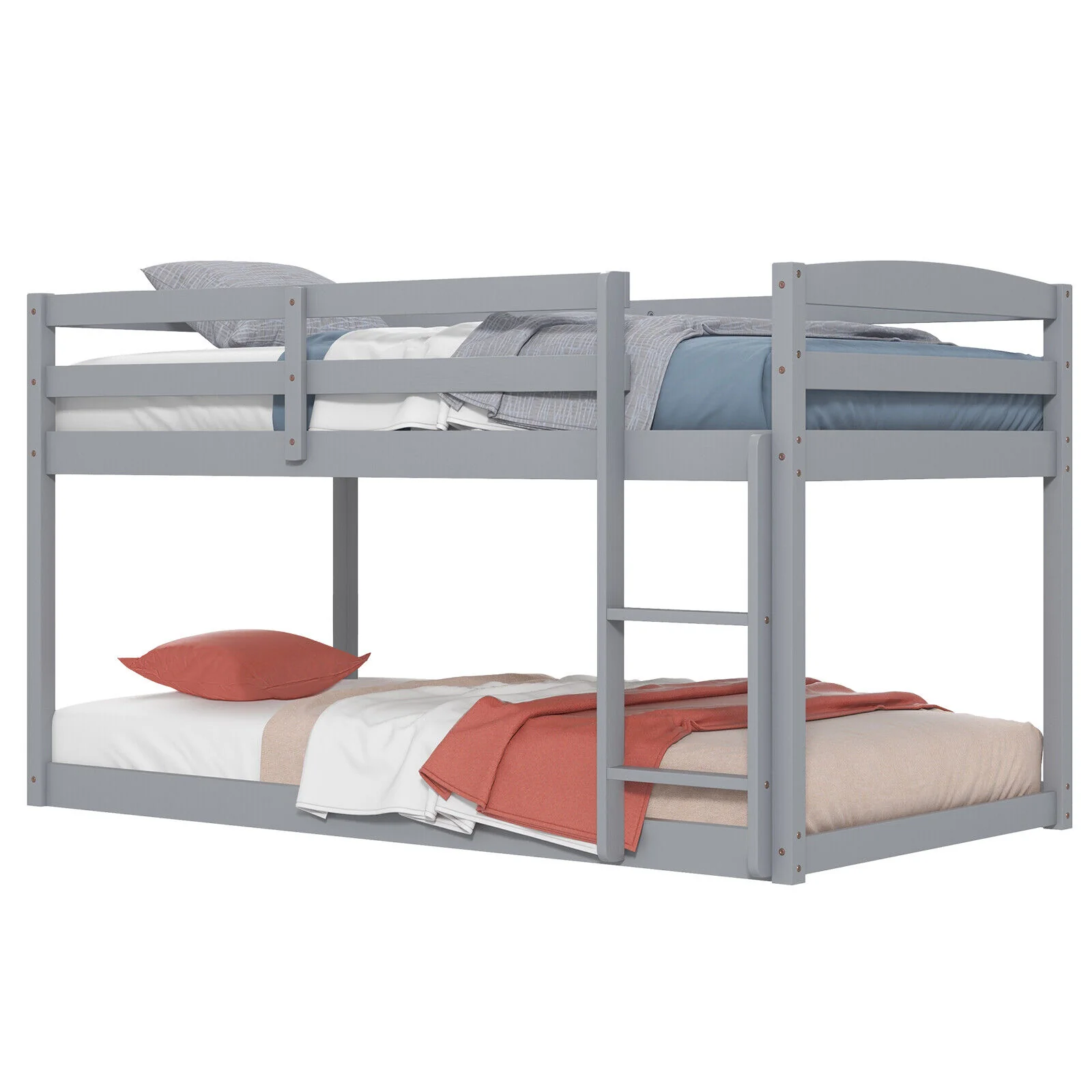 Twin Size Bunk Bed with High Guardrails and Integrated Ladder - Image 4