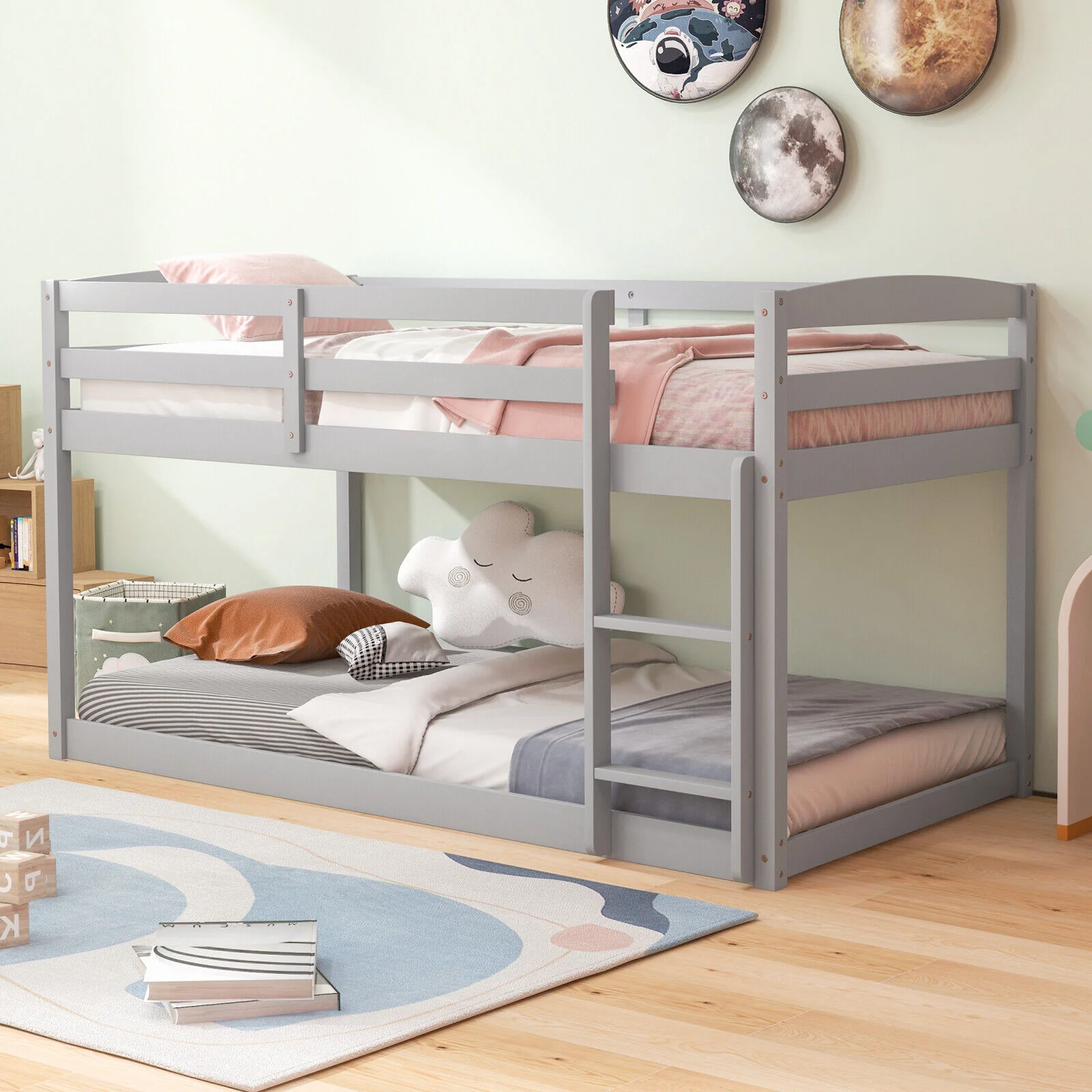 Twin Size Bunk Bed with High Guardrails and Integrated Ladder - Image 6
