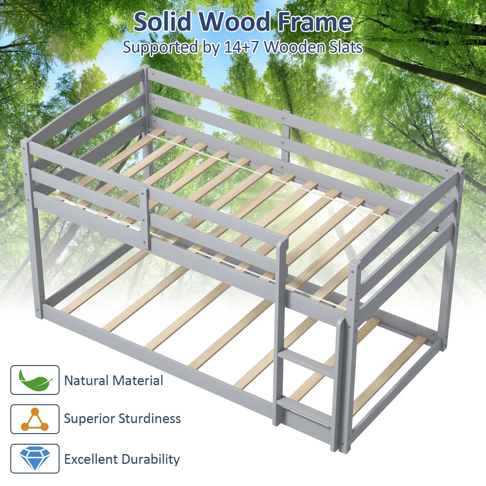 Twin Size Bunk Bed with High Guardrails and Integrated Ladder - Image 8