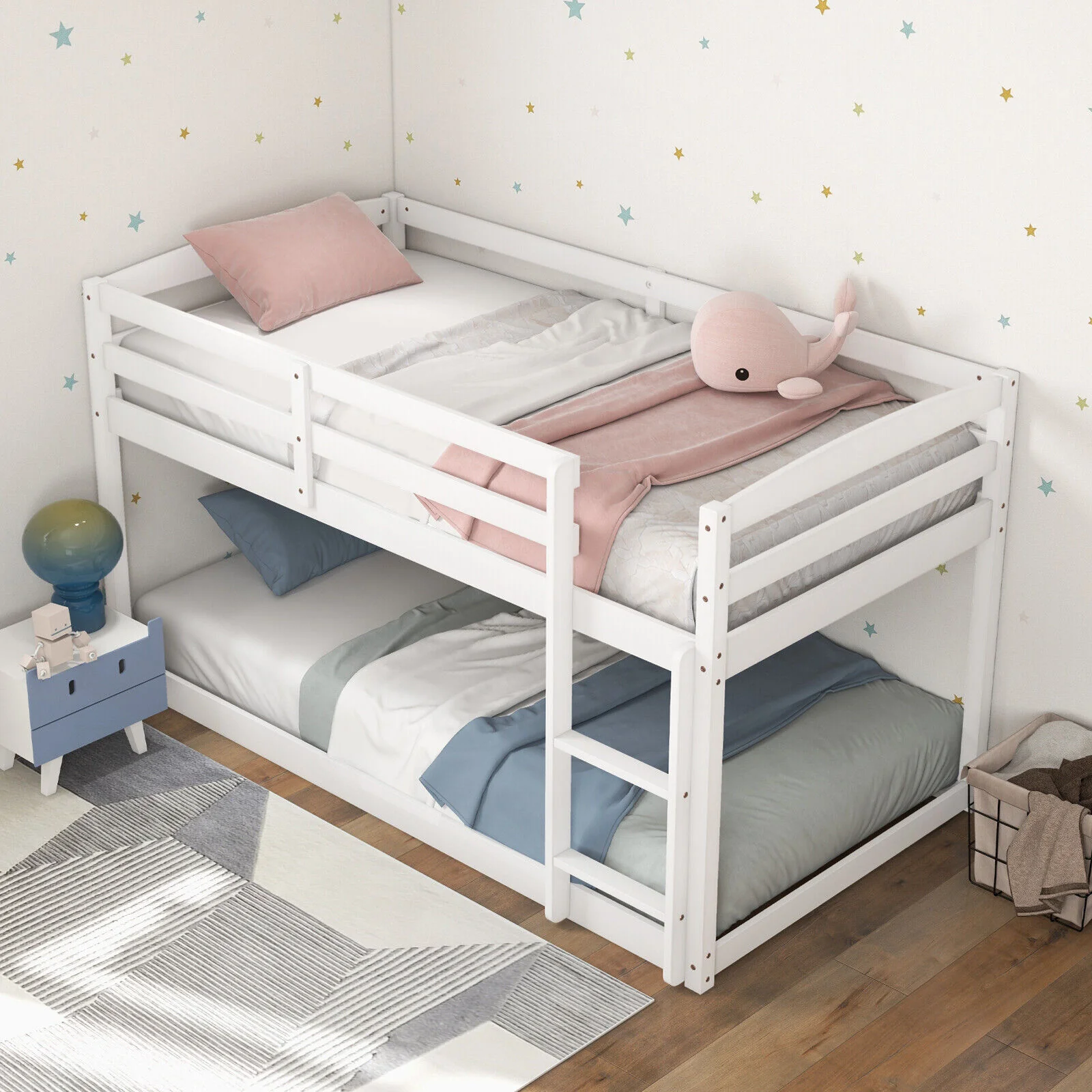 Twin Size Bunk Bed with High Guardrails and Integrated Ladder - Image 9