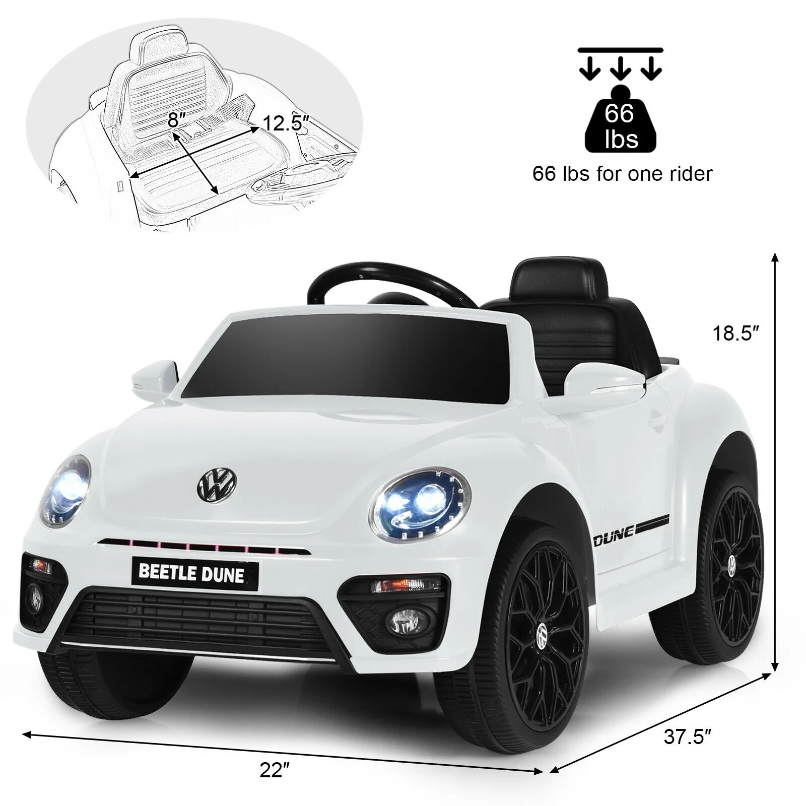 Volkswagen Beetle Kids Electric Ride On Car with Remote Control - Image 20