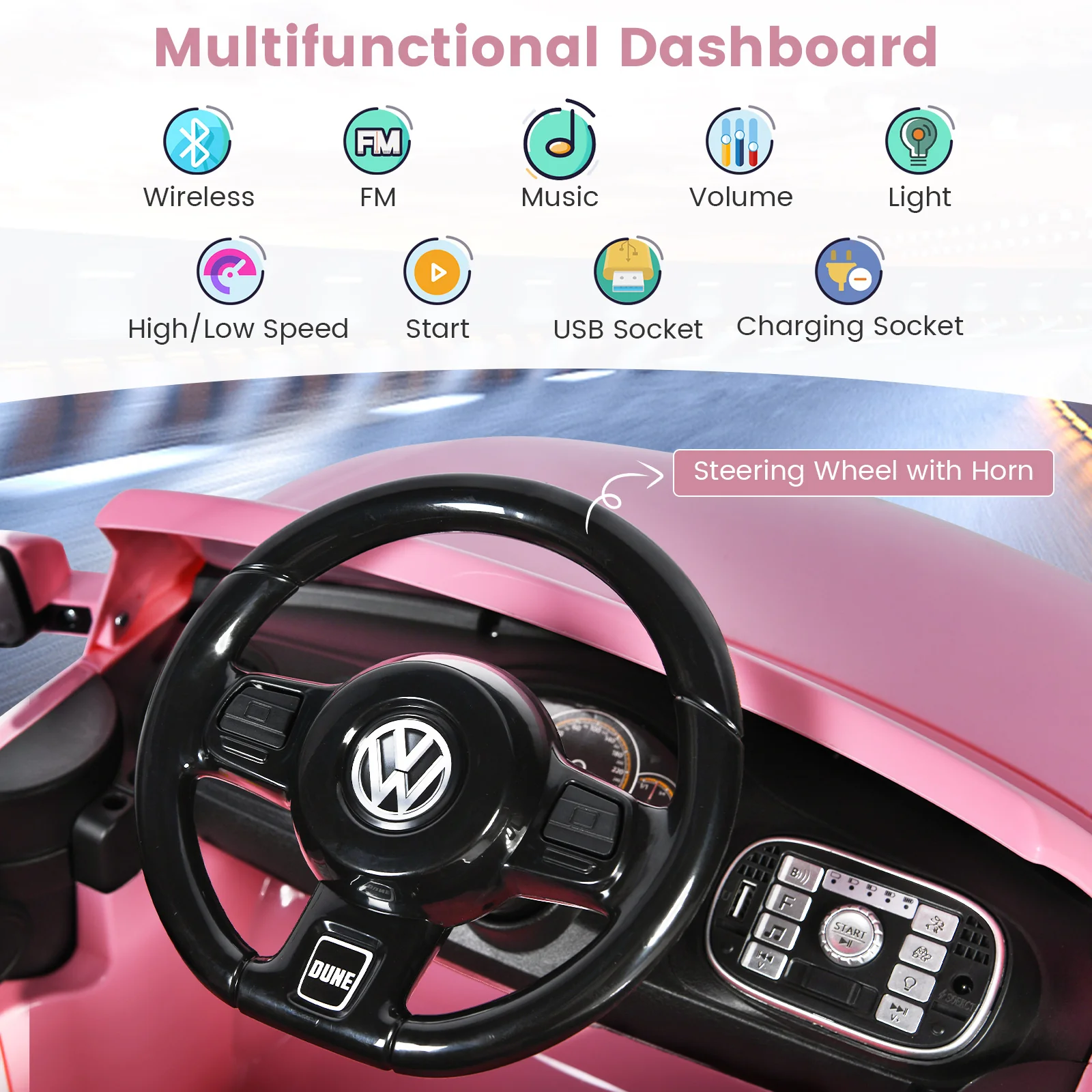 Volkswagen Beetle Kids Electric Ride On Car with Remote Control - Image 7