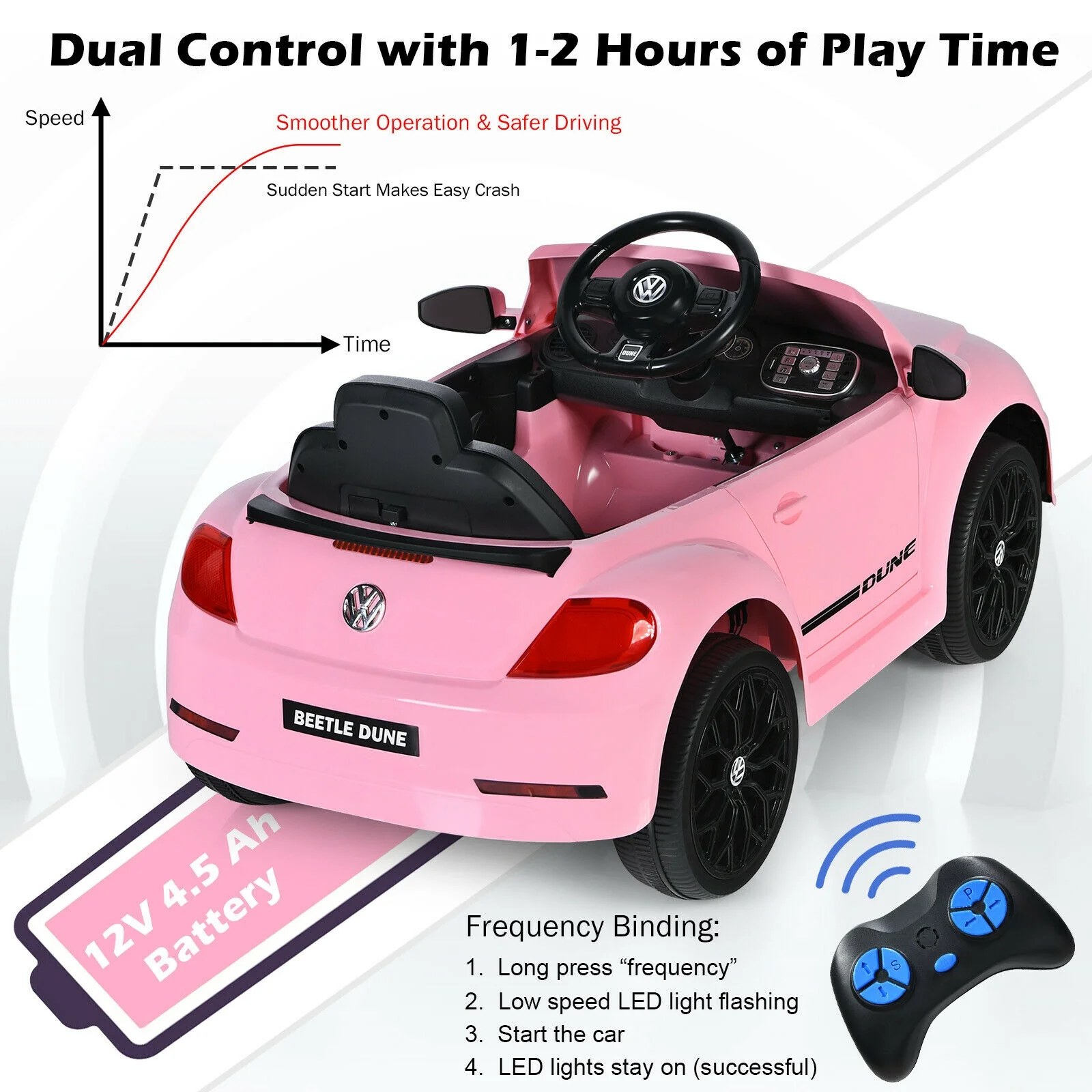 Volkswagen Beetle Kids Electric Ride On Car with Remote Control - Image 8