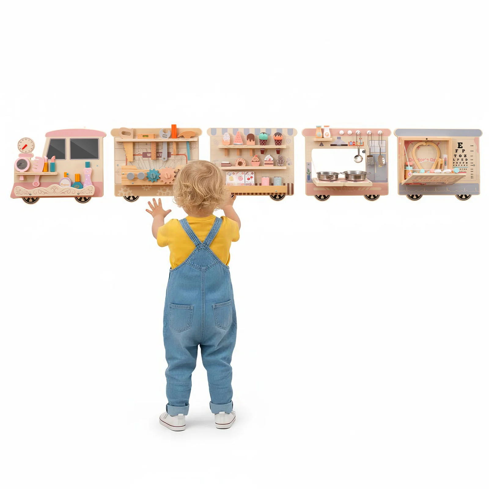 Wooden Sensory Wall Panel with Vanity and Tool Box - Image 3