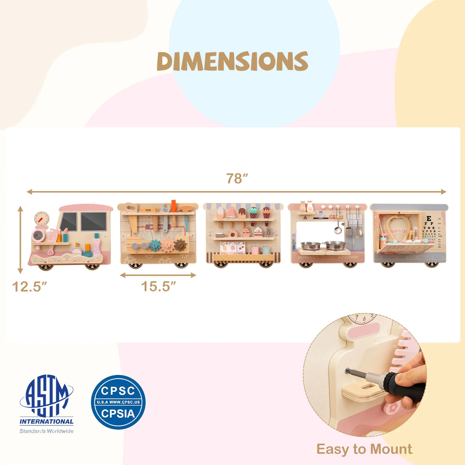 Wooden Sensory Wall Panel with Vanity and Tool Box - Image 4