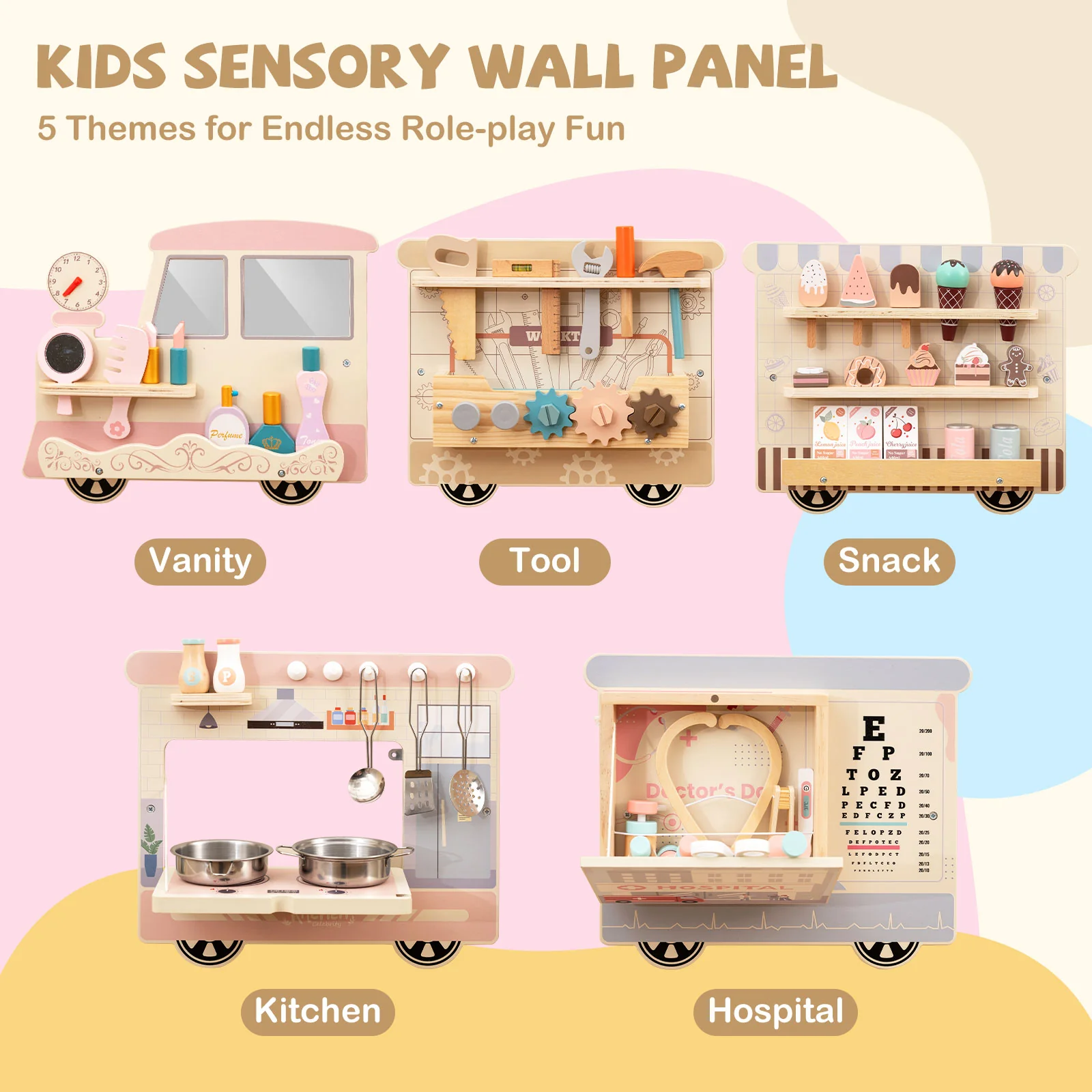 Wooden Sensory Wall Panel with Vanity and Tool Box - Image 5