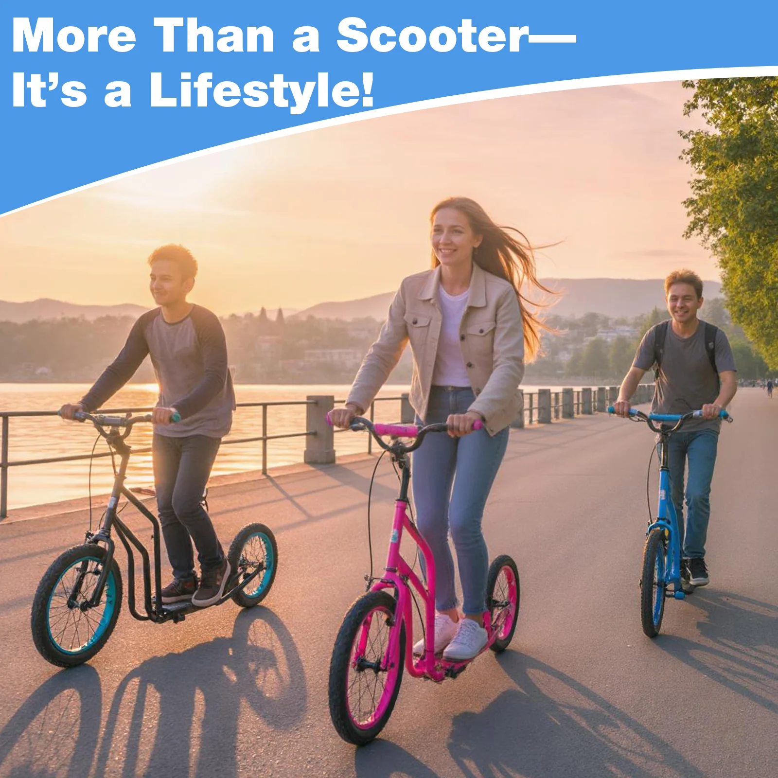 Youth Scooter with Adjustable Handlebar and 16/14-Inch Inflatable Wheels for Age 8+ Years Old - Image 23