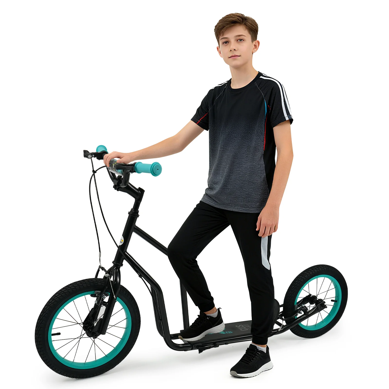 Youth Scooter with Adjustable Handlebar and 16/14-Inch Inflatable Wheels for Age 8+ Years Old - Image 3