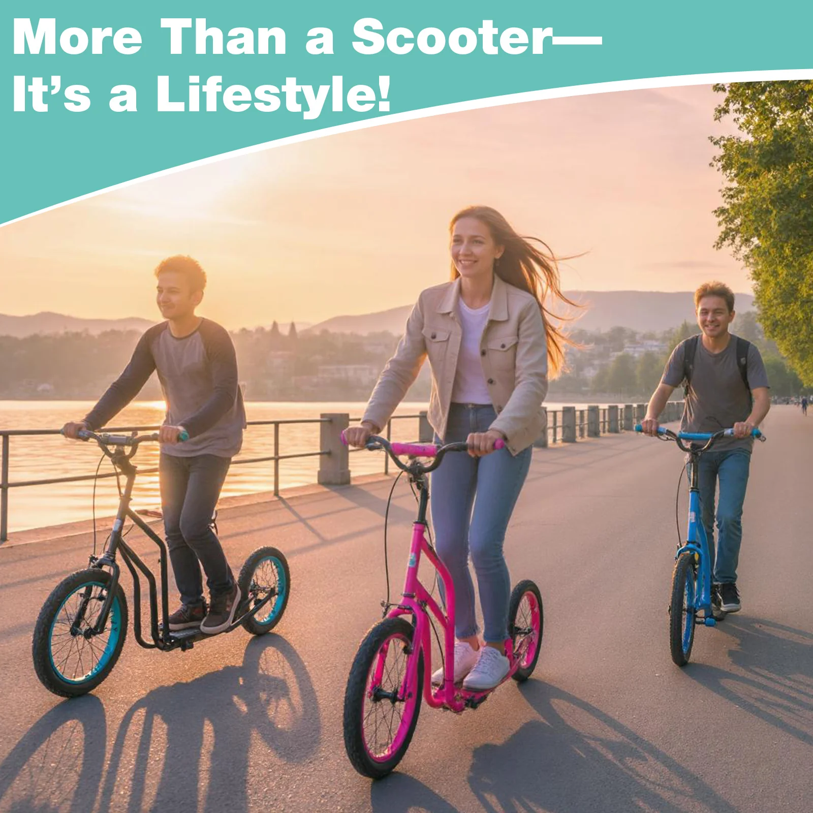 Youth Scooter with Adjustable Handlebar and 16/14-Inch Inflatable Wheels for Age 8+ Years Old - Image 7