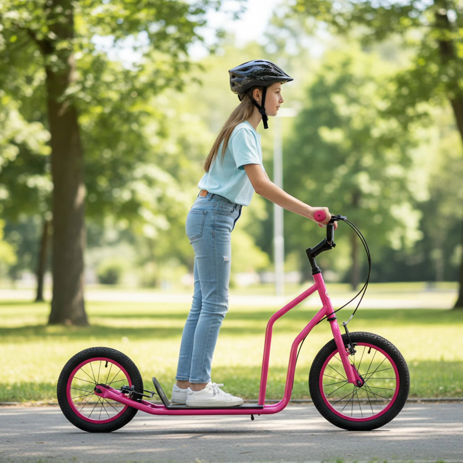 Youth Scooter with Adjustable Handlebar and 16/14-Inch Inflatable Wheels for Age 8+ Years Old - Image 9